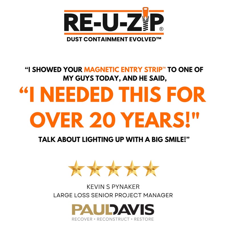 RE-U-ZIPÂ® Self-Closing Magnetic Entry Strip | Hands-Free Dust Barrier Zipper Alternative for Plastic Sheeting | Reusable, Custom Placement & Works Under Negative Air | Starter KIT - Image 4
